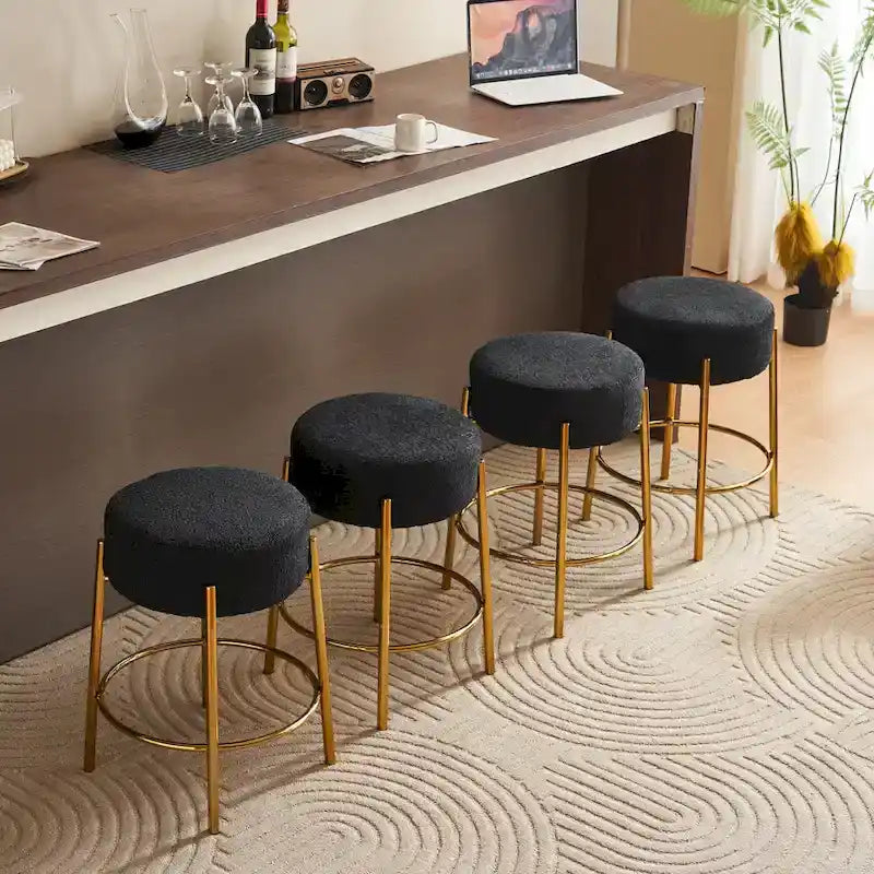 Moderne barkrukken in zwart en goud, 20 inch, met stevige poten en hardwareondersteuning (set van 2)