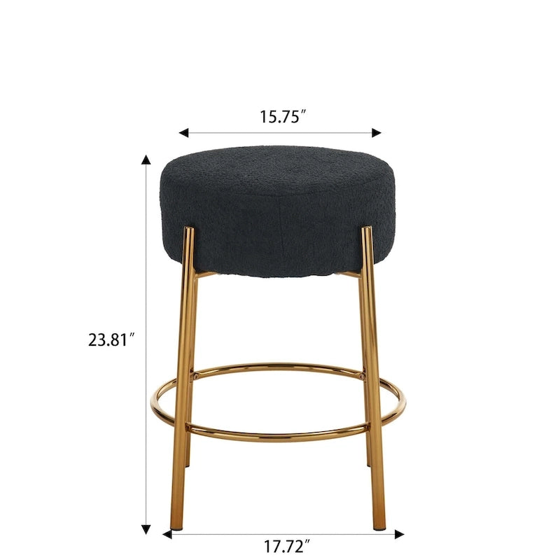Schwarz-goldene moderne Barhocker, 20 Zoll, mit stabilen Beinen und Hardware-Verstärkung (2er-Set)