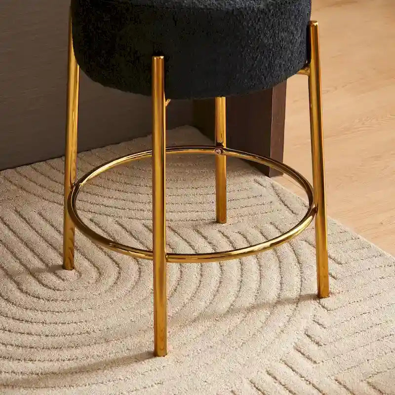 Schwarz-goldene moderne Barhocker, 20 Zoll, mit stabilen Beinen und Hardware-Verstärkung (2er-Set)