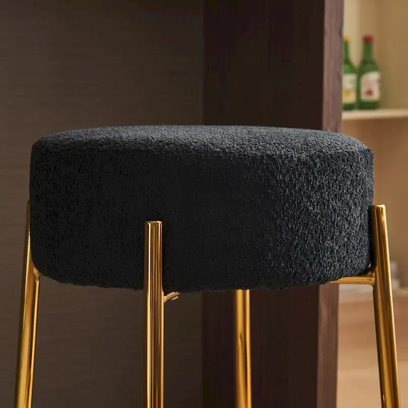 Schwarz-goldene moderne Barhocker, 20 Zoll, mit stabilen Beinen und Hardware-Verstärkung (2er-Set)