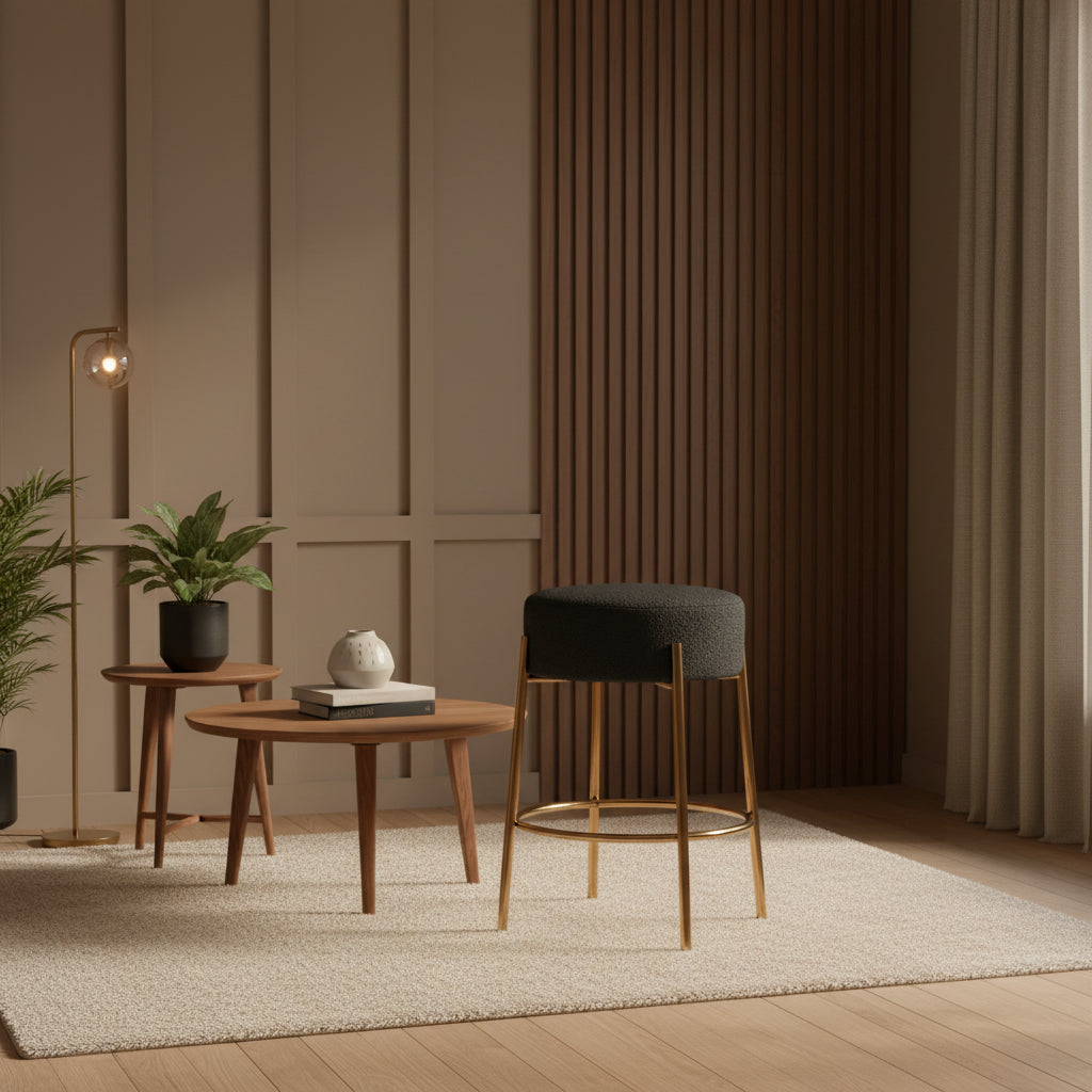 Moderne barkrukken in zwart en goud, 20 inch, met stevige poten en hardwareondersteuning (set van 2)