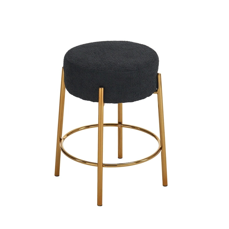 Schwarz-goldene moderne Barhocker, 20 Zoll, mit stabilen Beinen und Hardware-Verstärkung (2er-Set)