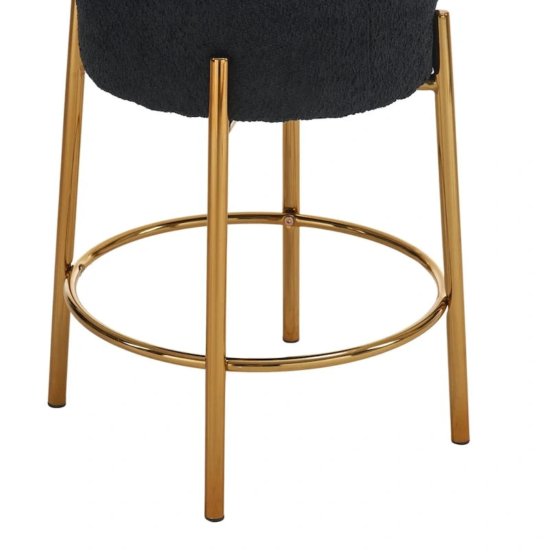 Schwarz-goldene moderne Barhocker, 20 Zoll, mit stabilen Beinen und Hardware-Verstärkung (2er-Set)