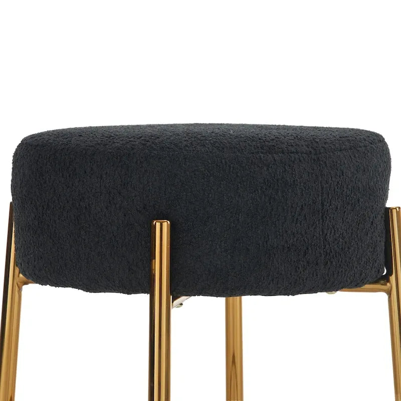 Schwarz-goldene moderne Barhocker, 20 Zoll, mit stabilen Beinen und Hardware-Verstärkung (2er-Set)