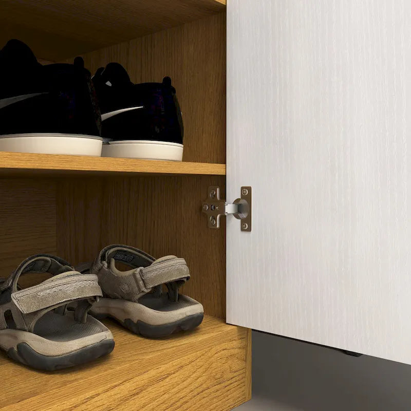 Schuhschrank, 4-stufiger Schuhregal-Organizer mit 1 Schublade, freistehender Schuhschrank mit 2 Türen und verstellbaren Einlegeböden