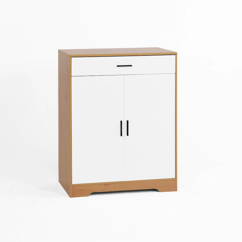 Schuhschrank, 4-stufiger Schuhregal-Organizer mit 1 Schublade, freistehender Schuhschrank mit 2 Türen und verstellbaren Einlegeböden