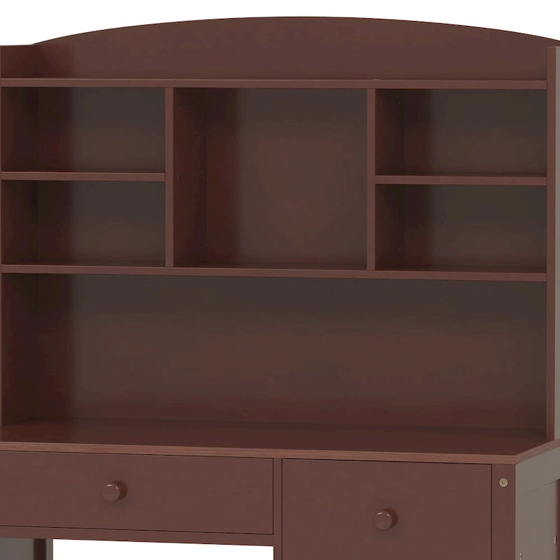 Computertisch mit vier Schubladen, Ablageboden und Stuhl, ideal fürs Büro oder Arbeitszimmer im Schlafzimmer oder Wohnzimmer