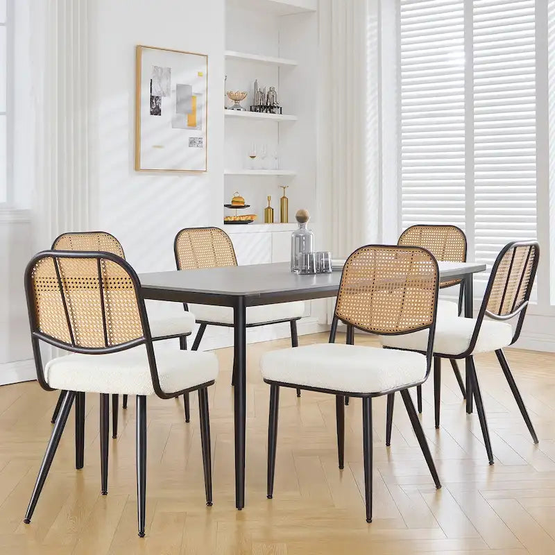 Gestoffeerde rotan eetkamerstoelen, zijstoelen, set van 2 - 33.86 H x 18.9 B x 22.83 D