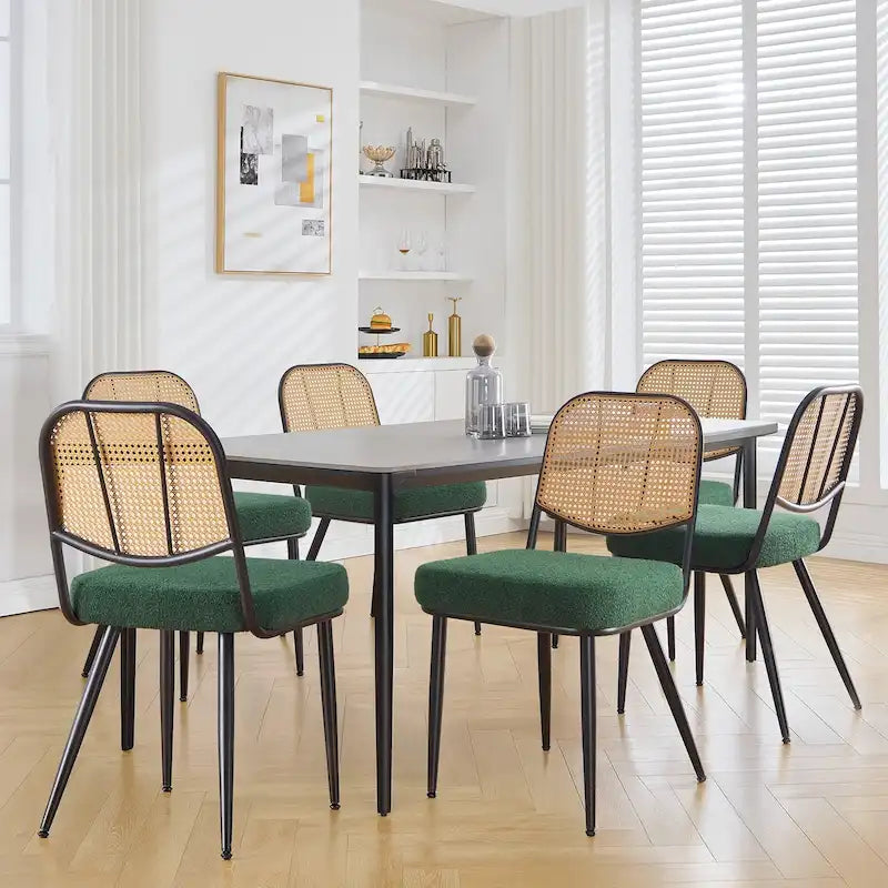 Gestoffeerde rotan eetkamerstoelen, zijstoelen, set van 2 - 33.86 H x 18.9 B x 22.83 D