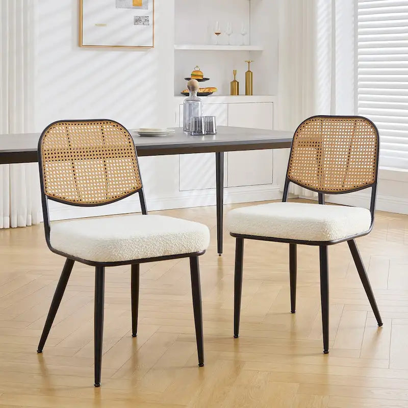 Gepolsterte Rattan-Esszimmerstühle, Seitenstühle, 2er-Set – 33.86H x 18.9W x 22.83D