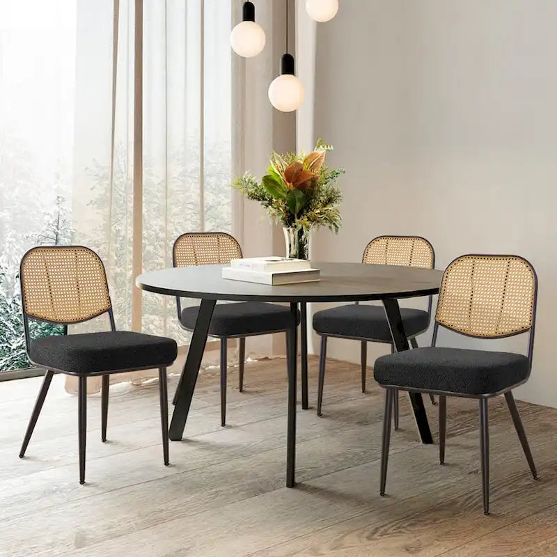 Gepolsterte Rattan-Esszimmerstühle, Seitenstühle, 2er-Set – 33.86H x 18.9W x 22.83D