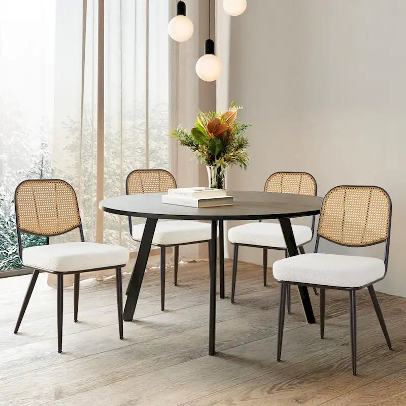 Gepolsterte Rattan-Esszimmerstühle, Seitenstühle, 2er-Set – 33.86H x 18.9W x 22.83D