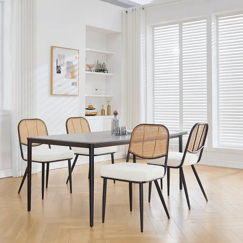 Gepolsterte Rattan-Esszimmerstühle, Seitenstühle, 2er-Set – 33.86H x 18.9W x 22.83D