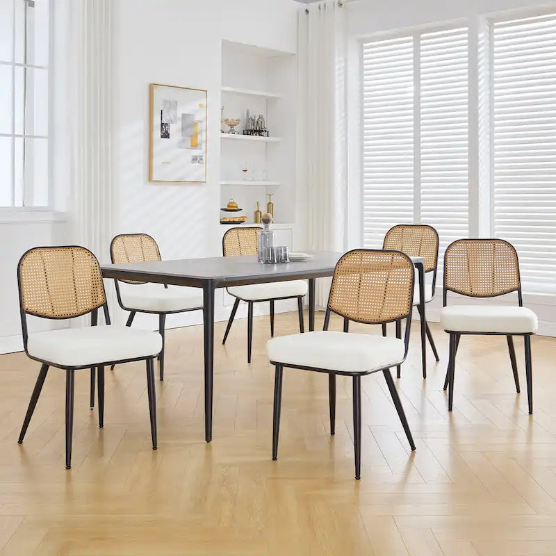 Gepolsterte Rattan-Esszimmerstühle, Seitenstühle, 2er-Set – 33.86H x 18.9W x 22.83D