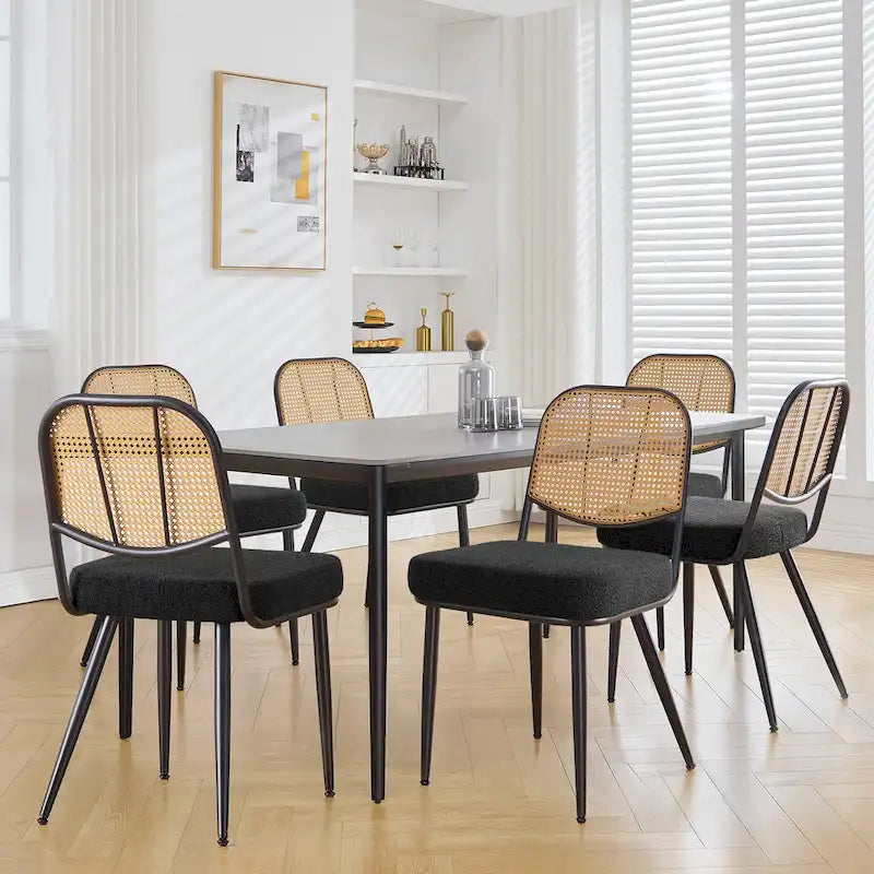 Gepolsterte Rattan-Esszimmerstühle, Seitenstühle, 2er-Set – 33.86H x 18.9W x 22.83D