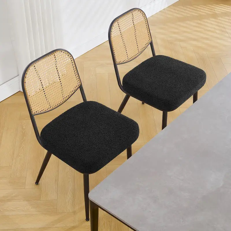 Gepolsterte Rattan-Esszimmerstühle, Seitenstühle, 2er-Set – 33.86H x 18.9W x 22.83D