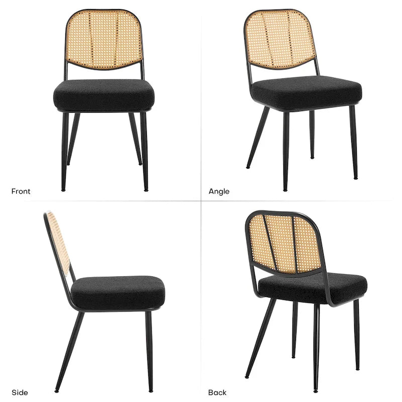 Gepolsterte Rattan-Esszimmerstühle, Seitenstühle, 2er-Set – 33.86H x 18.9W x 22.83D