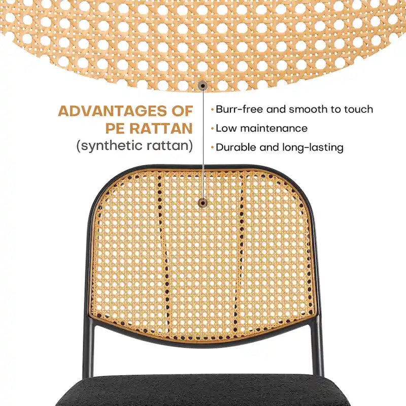 Gepolsterte Rattan-Esszimmerstühle, Seitenstühle, 2er-Set – 33.86H x 18.9W x 22.83D