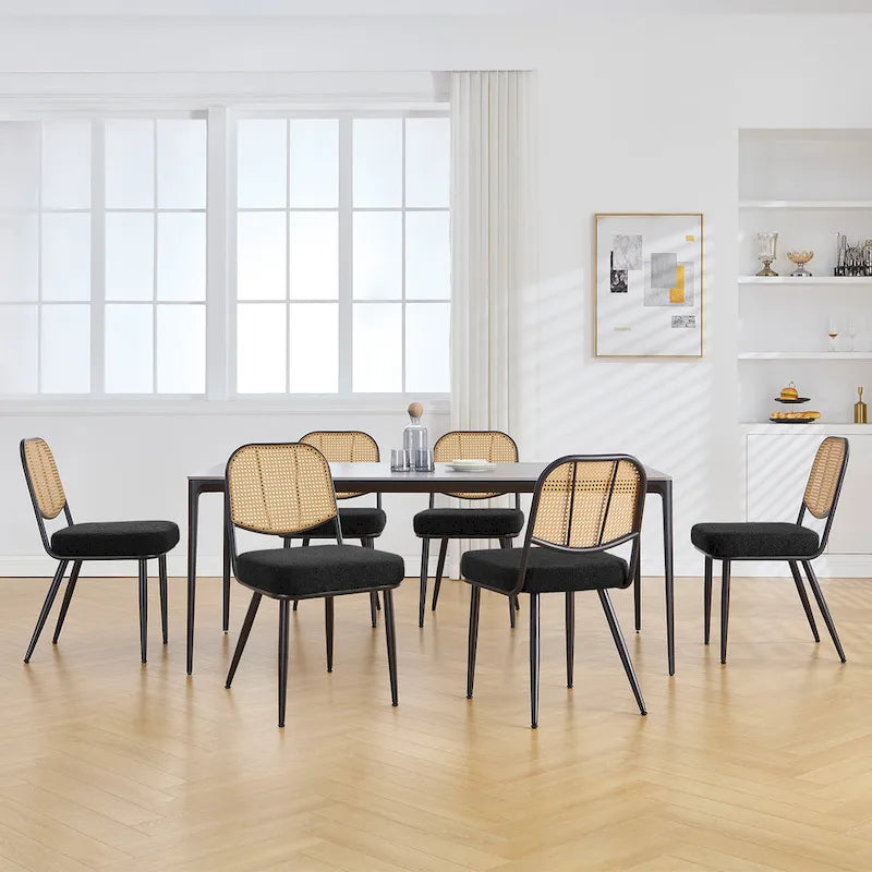 Gepolsterte Rattan-Esszimmerstühle, Seitenstühle, 2er-Set – 33.86H x 18.9W x 22.83D