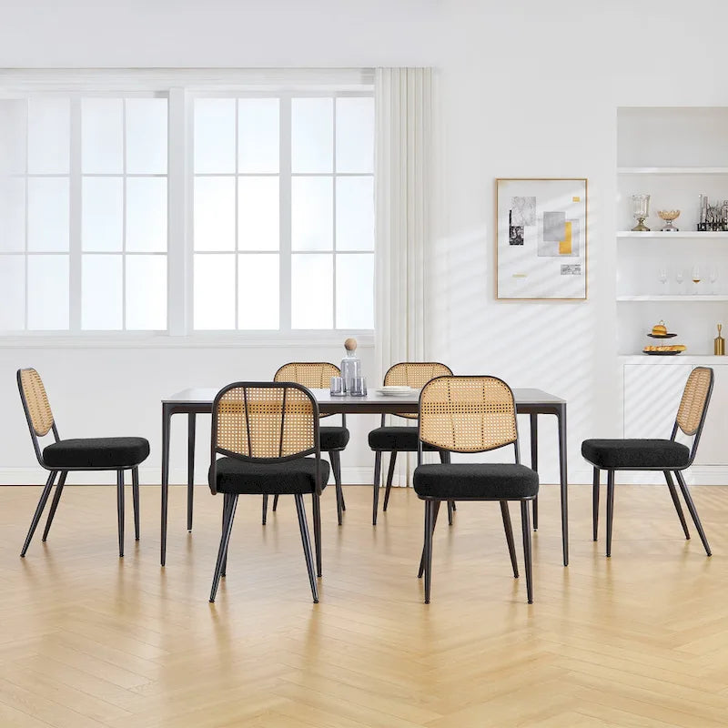 Gepolsterte Rattan-Esszimmerstühle, Seitenstühle, 2er-Set – 33.86H x 18.9W x 22.83D