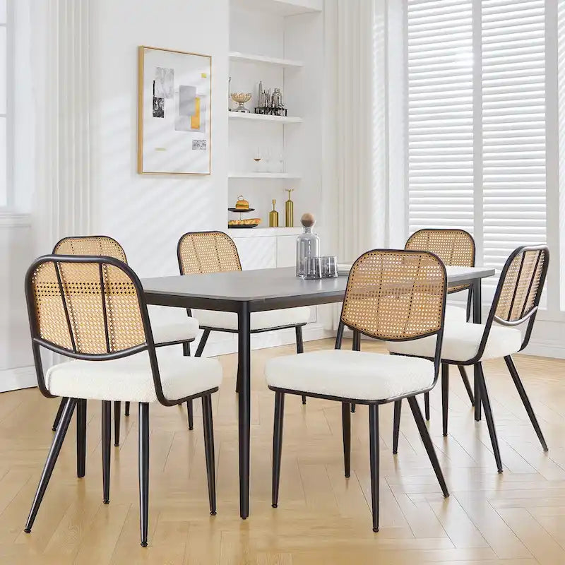 Gepolsterte Rattan-Esszimmerstühle, Seitenstühle, 2er-Set – 33.86H x 18.9W x 22.83D