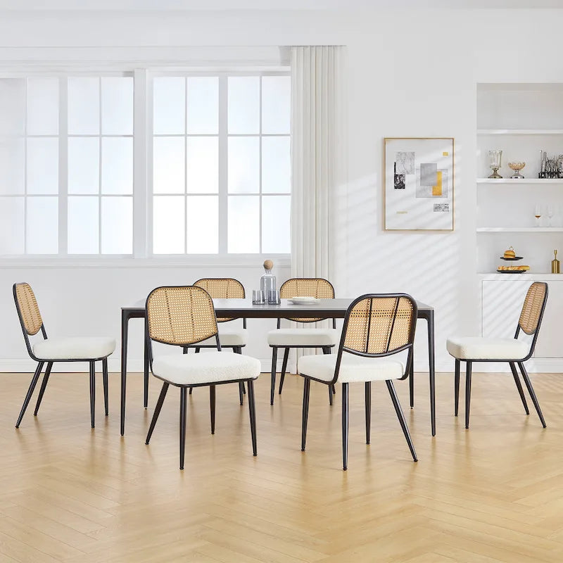 Gepolsterte Rattan-Esszimmerstühle, Seitenstühle, 2er-Set – 33.86H x 18.9W x 22.83D