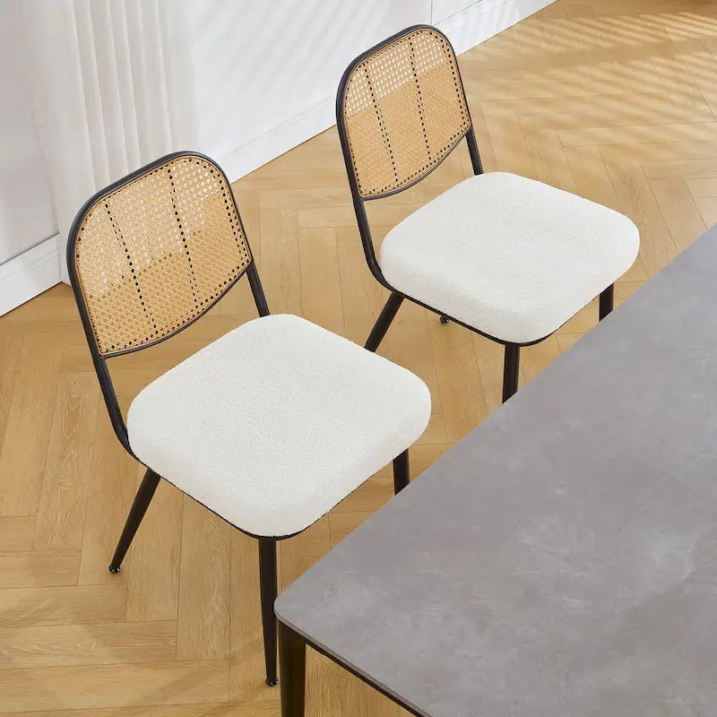 Gepolsterte Rattan-Esszimmerstühle, Seitenstühle, 2er-Set – 33.86H x 18.9W x 22.83D