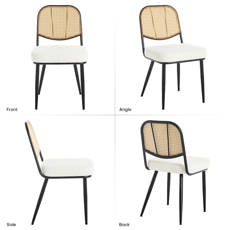 Gepolsterte Rattan-Esszimmerstühle, Seitenstühle, 2er-Set – 33.86H x 18.9W x 22.83D