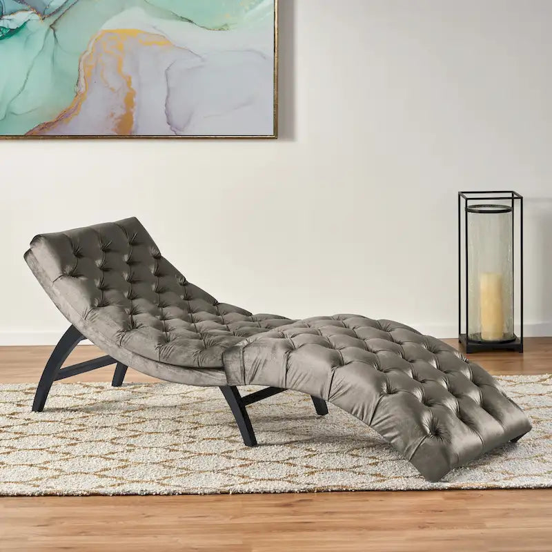 Gestoffeerde chaise longue van fluweel van