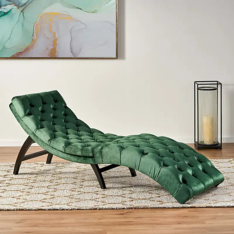 Gepolsterte Samt-Chaiselongue von