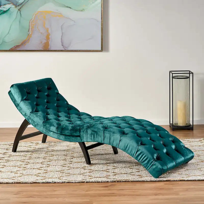 Gepolsterte Samt-Chaiselongue von