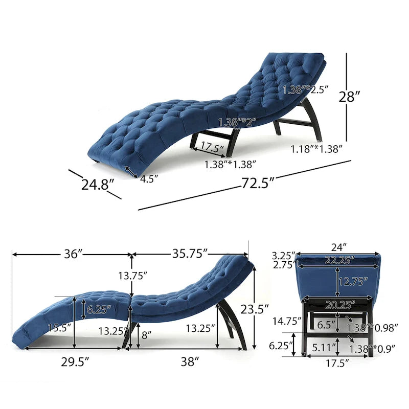 Gepolsterte Samt-Chaiselongue von