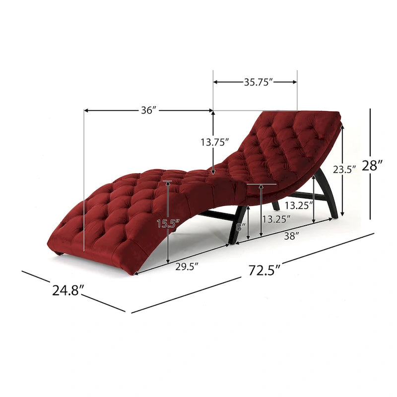 Gepolsterte Samt-Chaiselongue von