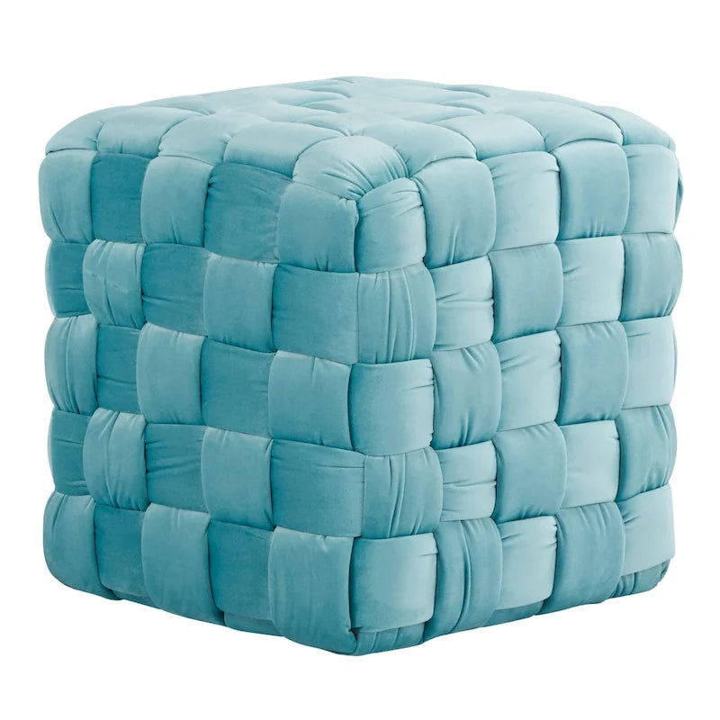 Geflochtener quadratischer Ottoman Silver Orchid 16