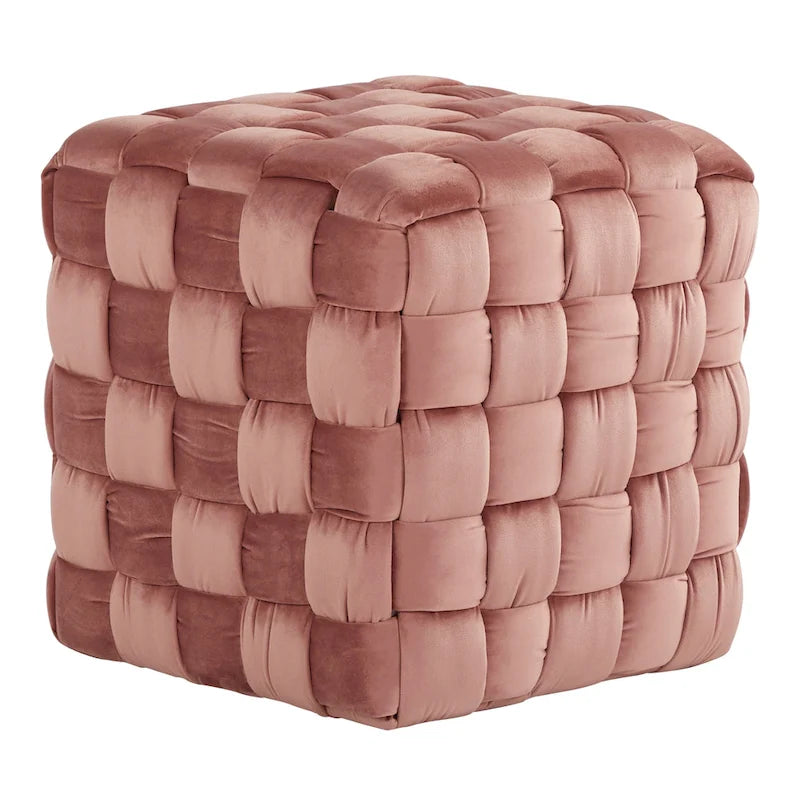 Geflochtener quadratischer Ottoman Silver Orchid 16
