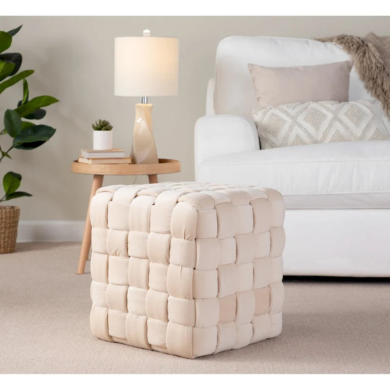 Geflochtener quadratischer Ottoman Silver Orchid 16