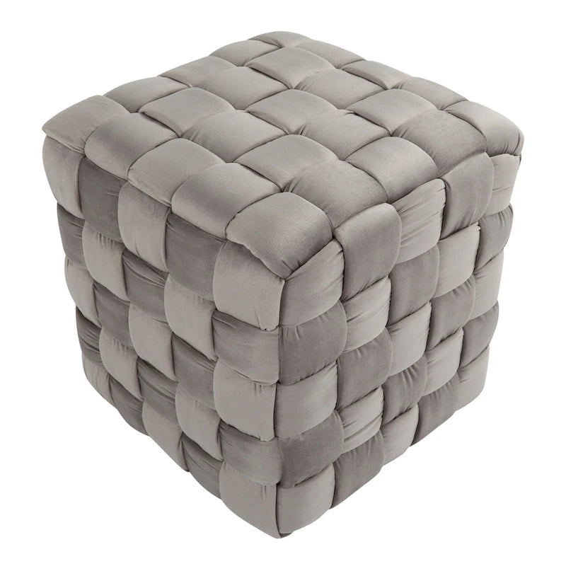 Geflochtener quadratischer Ottoman Silver Orchid 16