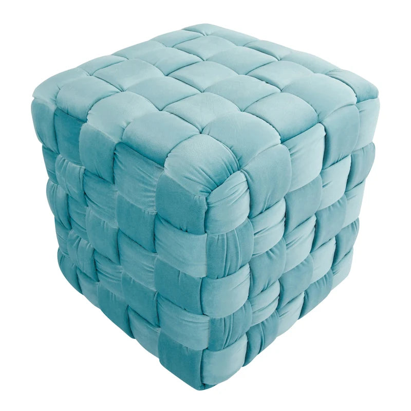 Geflochtener quadratischer Ottoman Silver Orchid 16
