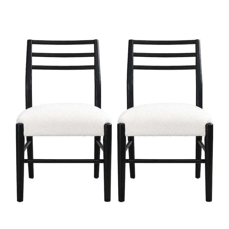 Gepolsterte Esszimmerstühle aus Stoff und Gummibaumholz (2er-Set) von