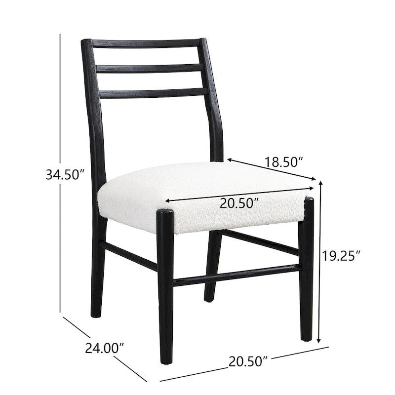 Gepolsterte Esszimmerstühle aus Stoff und Gummibaumholz (2er-Set) von