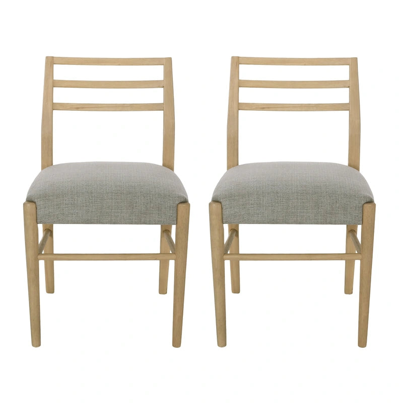 Gepolsterte Esszimmerstühle aus Stoff und Gummibaumholz (2er-Set) von