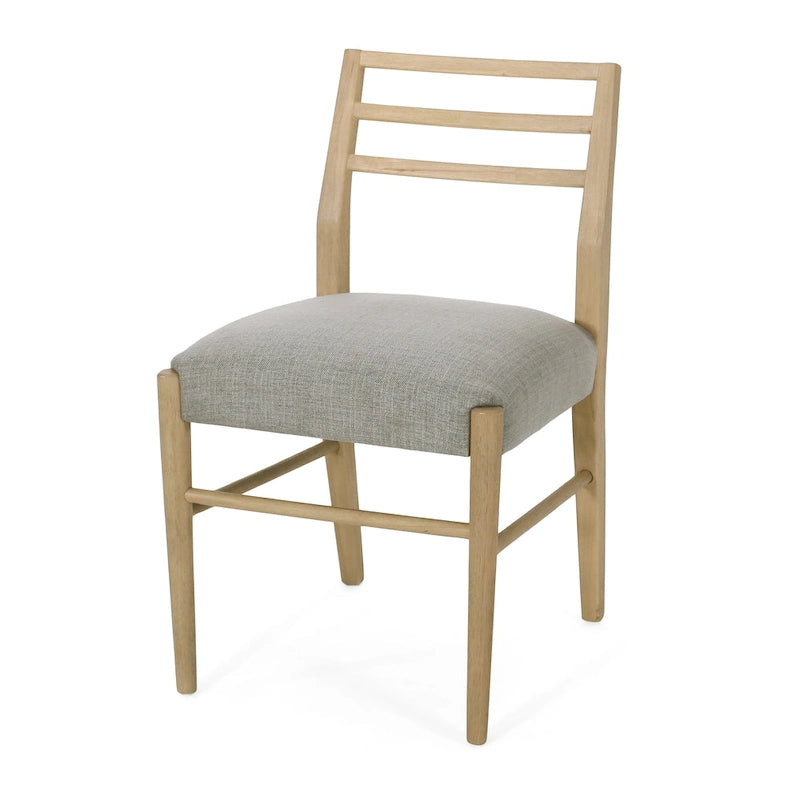 Gepolsterte Esszimmerstühle aus Stoff und Gummibaumholz (2er-Set) von