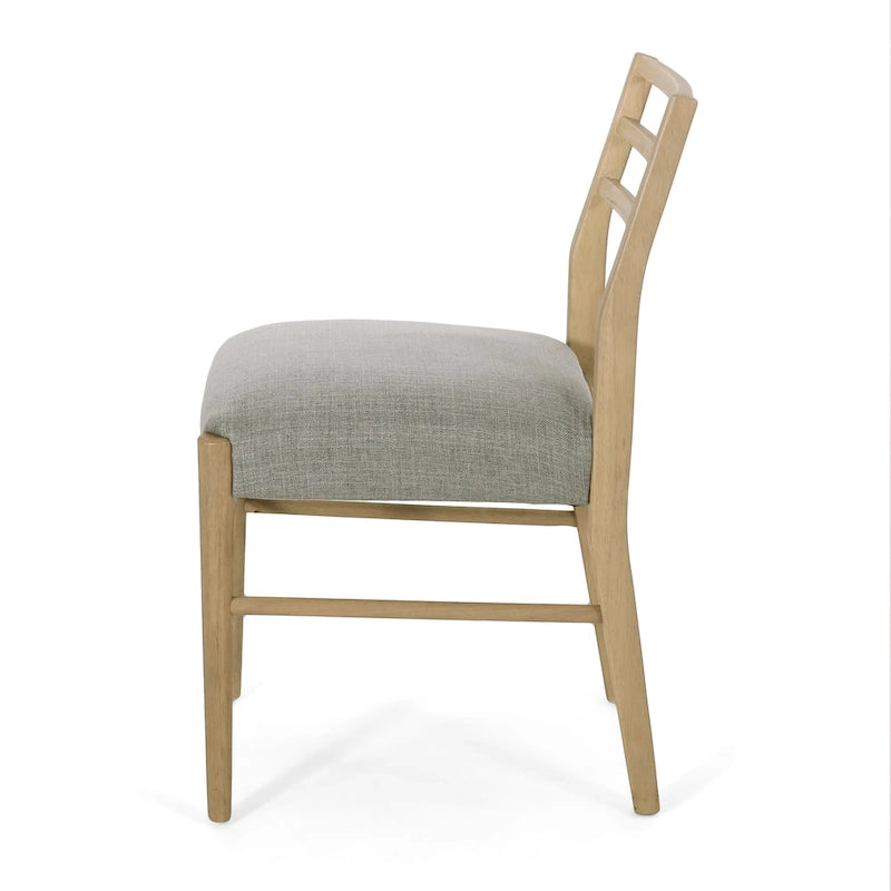 Gepolsterte Esszimmerstühle aus Stoff und Gummibaumholz (2er-Set) von