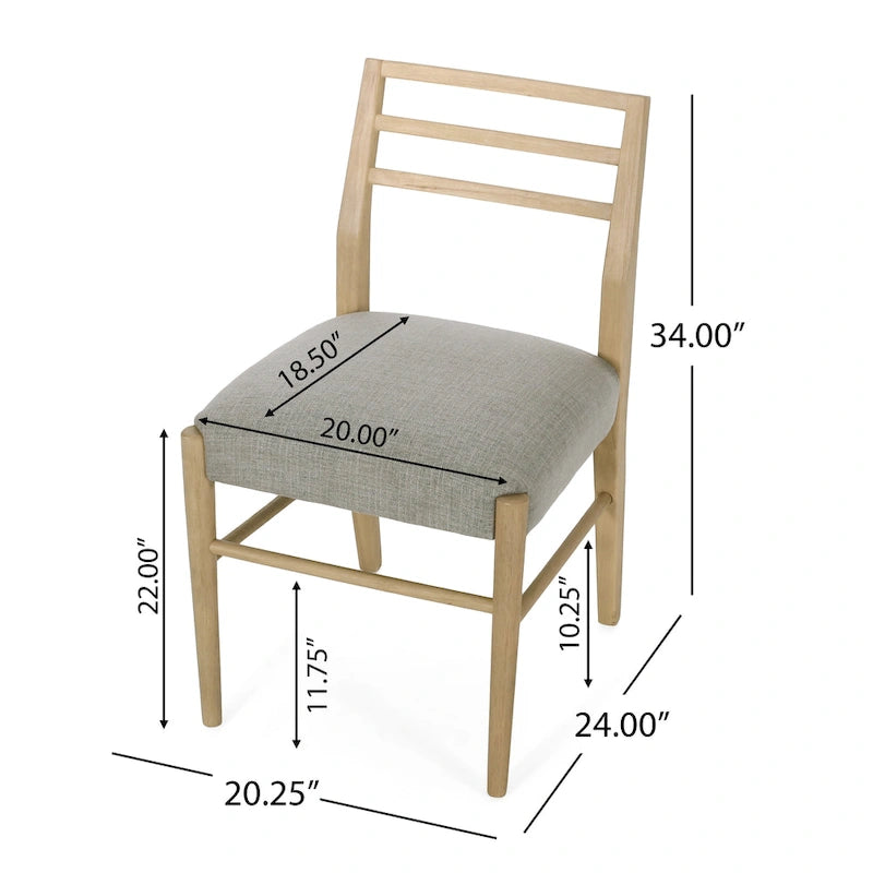 Gepolsterte Esszimmerstühle aus Stoff und Gummibaumholz (2er-Set) von