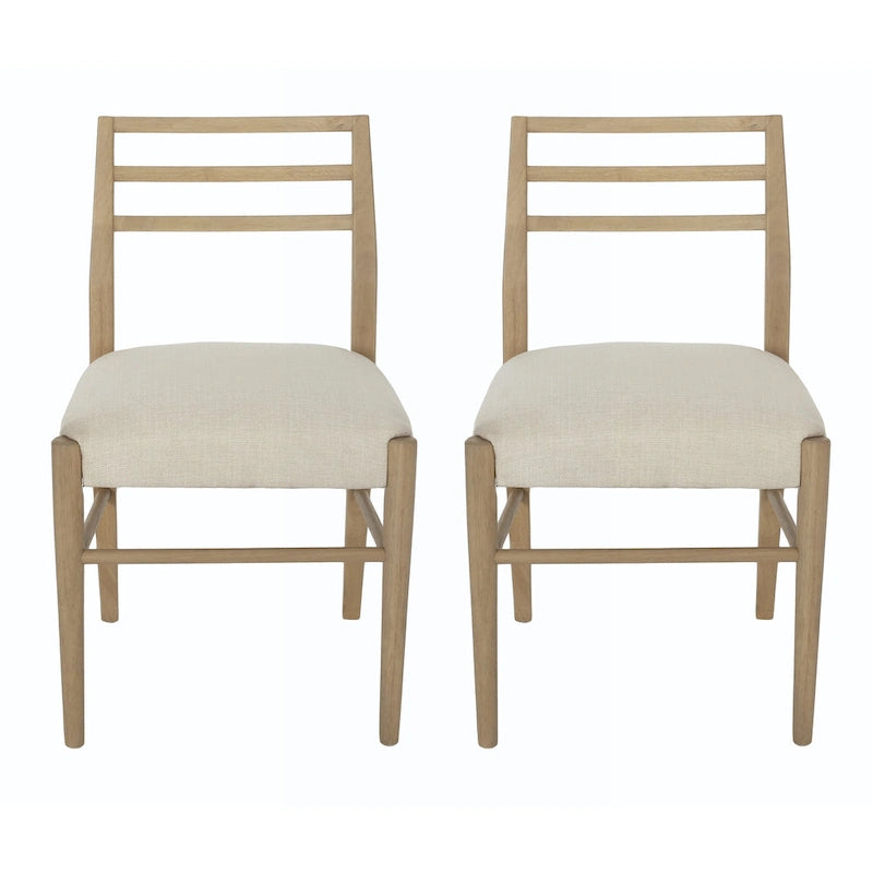 Gepolsterte Esszimmerstühle aus Stoff und Gummibaumholz (2er-Set) von