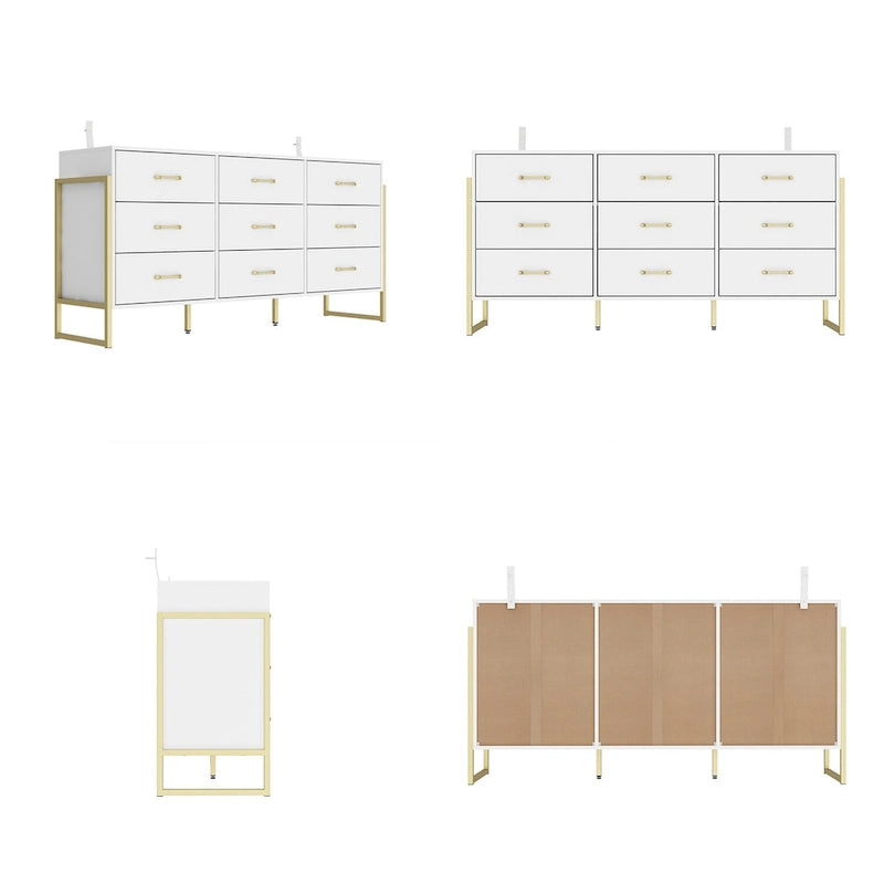 Vielseitige Kommode mit 9 Schubladen – elegantes Schwarz und Gold, hochwertige Schubladenkommode