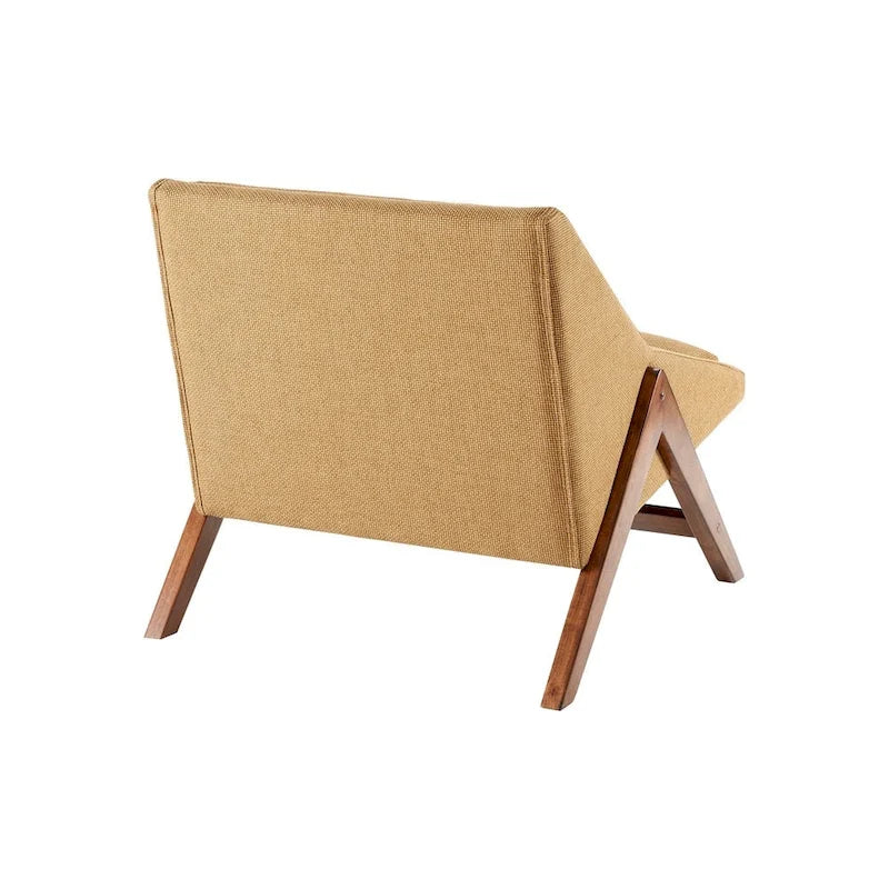 Lounge-Sessel in Senfgelb/Pekannuss