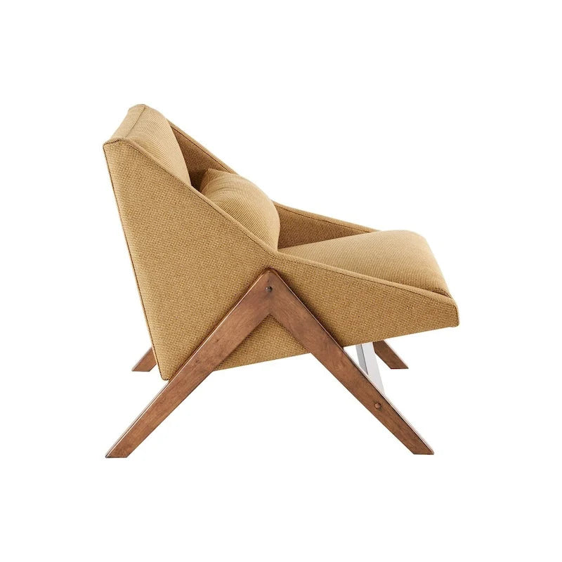 Lounge-Sessel in Senfgelb/Pekannuss