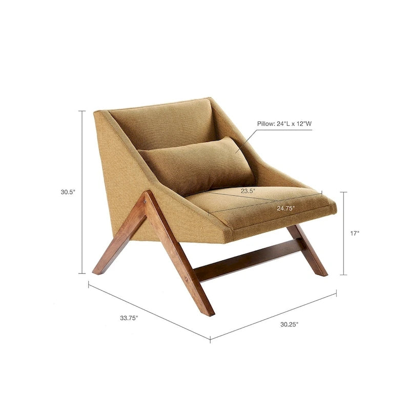Lounge-Sessel in Senfgelb/Pekannuss