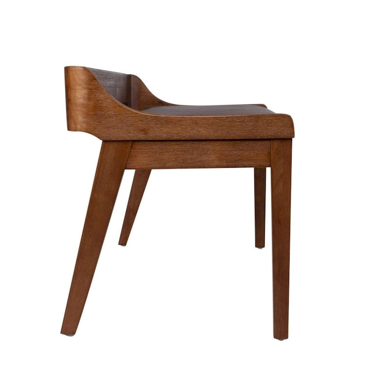 Eetkamerbank van hout in mid-century-stijl